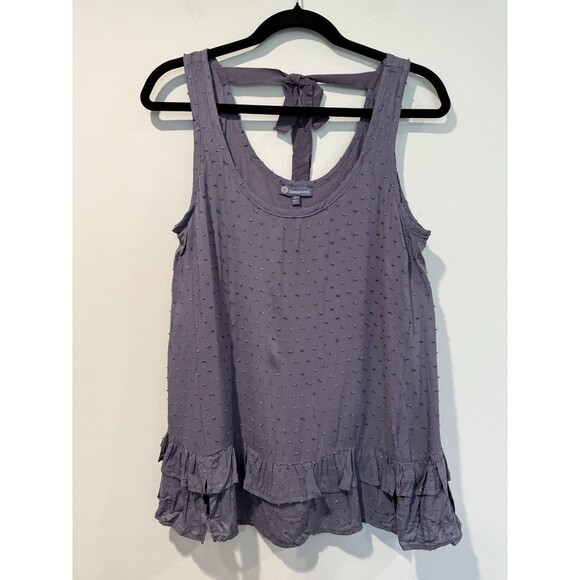NEW Democracy Tank Top Womens Small Grey-Purple Dot Ruffle Travel Coquette Twee - Picture 1 of 6